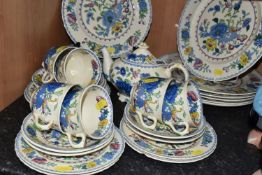 A GROUP OF MASON'S IRONSTONE 'REGENCY' PATTERN DINNERWARE, comprising a small teapot (chipped