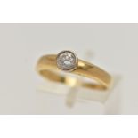 AN 18CT GOLD, SINGLE STONE DIAMOND RING, round brilliant cut diamond collet set, clarity assessed as