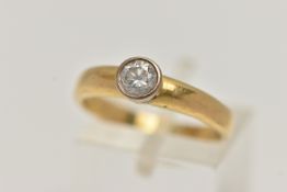AN 18CT GOLD, SINGLE STONE DIAMOND RING, round brilliant cut diamond collet set, clarity assessed as