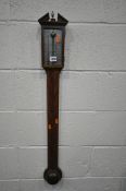 A GEORGIAN STYLE MAHOGANY CISTERN STICK BAROMETER, height 96cm (condition report:-tube and mercury