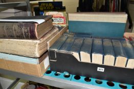 THREE BOXES OF BOOKS & EPHEMERA to include three 19th century Bibles (extensive restoration