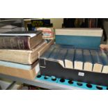 THREE BOXES OF BOOKS & EPHEMERA to include three 19th century Bibles (extensive restoration