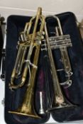 A BLESSING SCHOLASTIC TRUMPET with a 7C mouthpiece and hardcase Condition finish losses, repair to