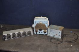 THREE VINTAGE PYE TEST EQUIPMENT including a Component tester, a Portafone power supply etc (