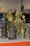 SIX RELIGIOUS FIGURES, comprising a bronze figure (and possibly incense holder?) of the Goddess