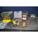A COLLECTION OF VINTAGE AND MODERN ELECTRICAL TESTING EQUIPMENT including a Universal AVO meter, a