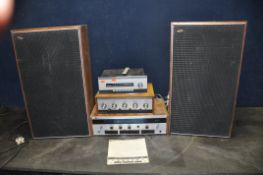 VINTAGE LEAK AUDIO EQUIPMENT comprising a pair of Sandwich speakers (one red rear plate, one chromed