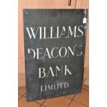 A LARGE COPPER WALL SIGN, white enamelled wording 'Williams Deacon's Bank Limited' (1771-1890),