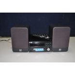 A DENON RCDM39DAB CD RECEIVER with remote and a pair of Q Acoustics 2010i speakers (PAT pass and all