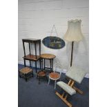 A SELECTION OF OCCASIONAL FURNITURE, to include an oak oval occasional table, two rectangular
