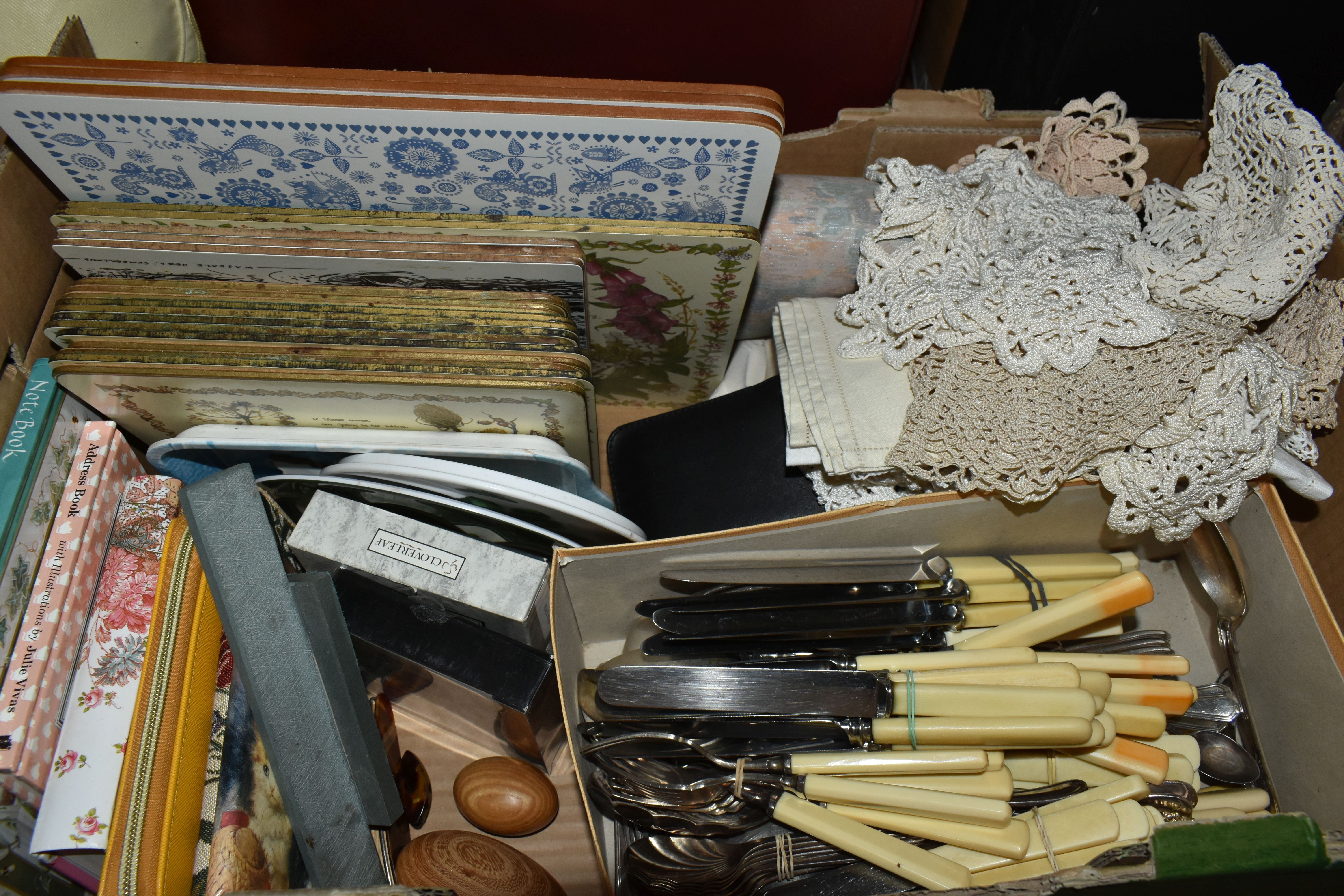FOUR BOXES OF BOOKS AND MISCELLANEOUS SUNDRIES, to include two walking sticks, onyx candle holder, a - Image 6 of 6