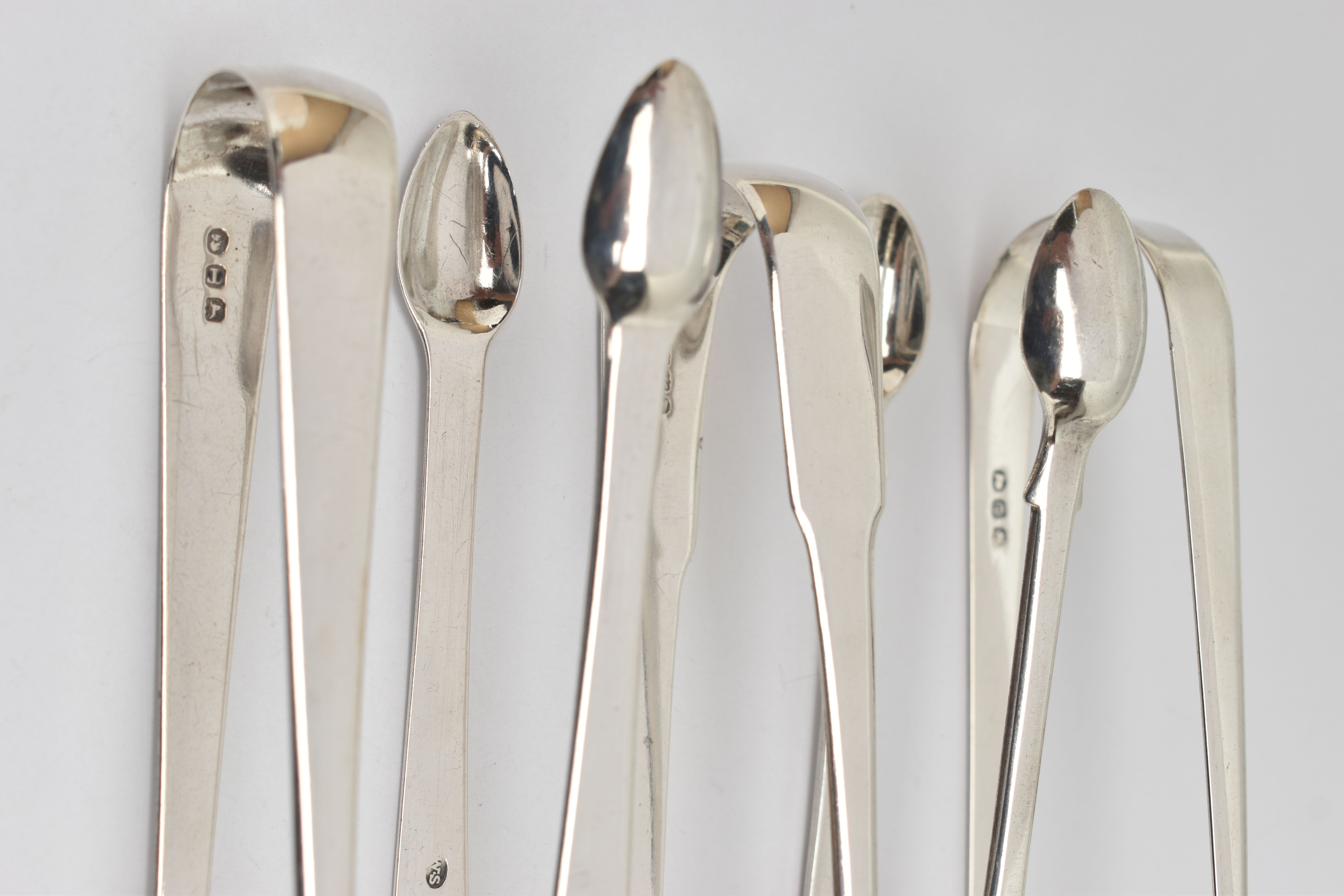 FIVE SILVER SUGAR TONGS, one fiddle pattern sugar tong, hallmarked 'Edward Lees' London 1807, one - Image 2 of 5