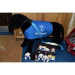 A LARGE 'GUIDE DOG' LABRADOR TOY, AND A BOX OF RELATED ITEMS, comprising a Melissa & Doug standing