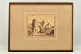 CIRCLE OF PETER De WINT (1784-1859) 'STRAND GATE, WINCHELSEA', a study with figures on the