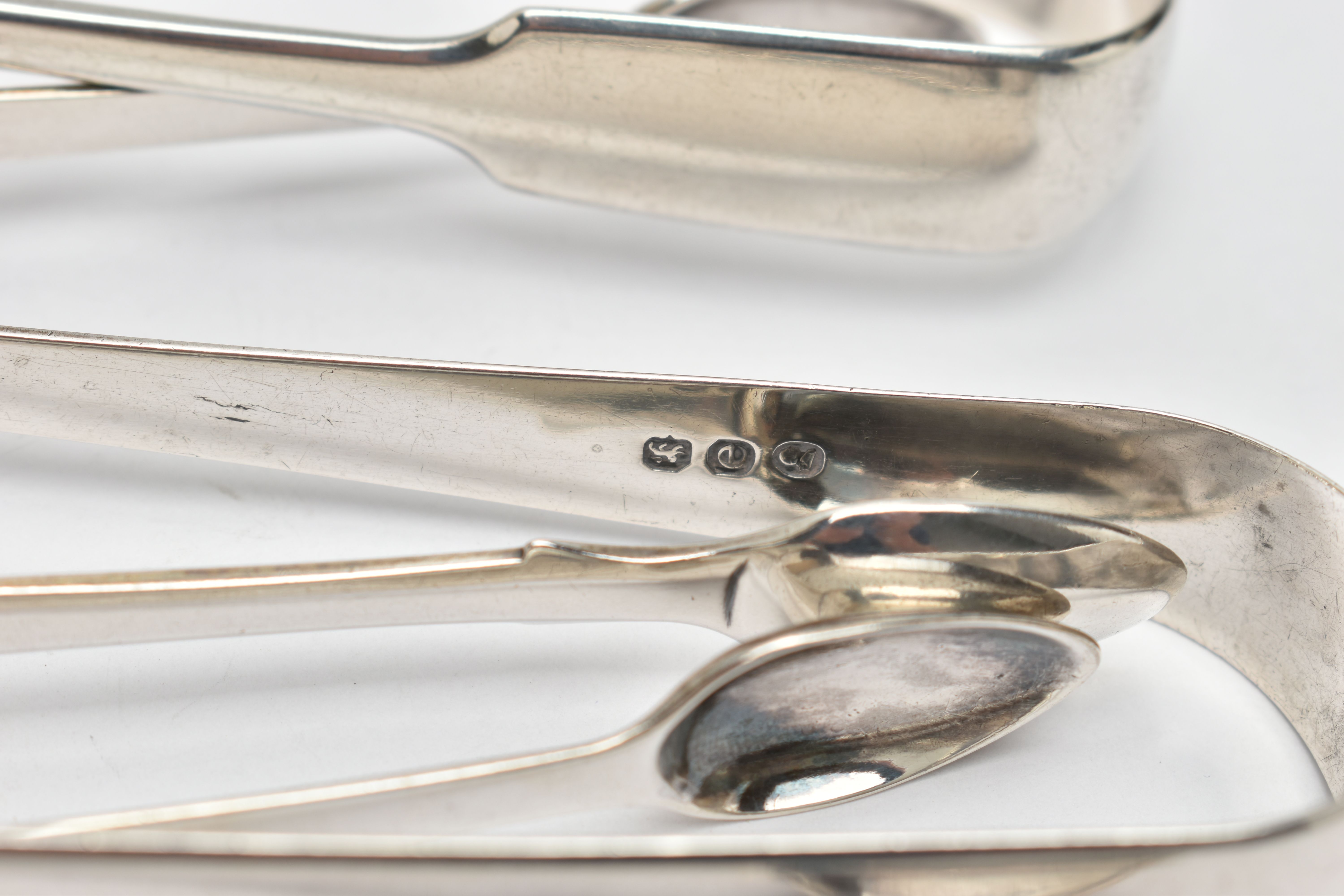 FIVE SILVER SUGAR TONGS, one fiddle pattern sugar tong, hallmarked 'Edward Lees' London 1807, one - Image 5 of 5