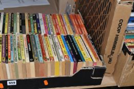 FOUR BOXES OF BOOKS containing approximately 200 miscellaneous titles in hardback and paperback