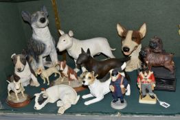 A GROUP OF DOG ORNAMENTS, fourteen pieces to include Robert Harrop Doggie People 'Bull Terrier