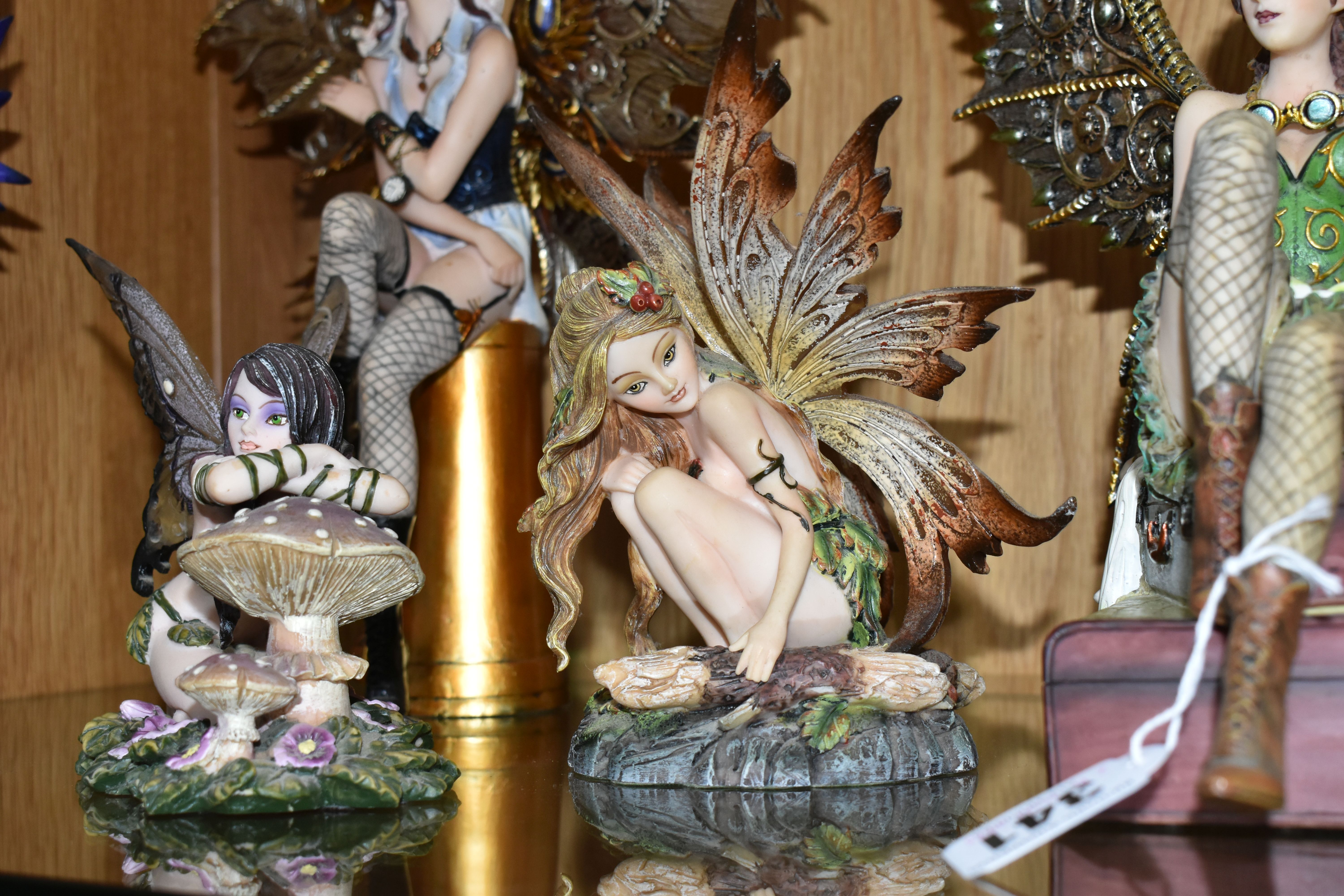 FIVE NEMESIS NOW RESIN FIGURES, of fairies in woodland settings, with a crystal ball, and with - Image 5 of 6