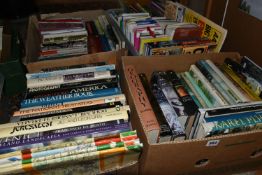 FOUR BOXES OF BOOKS and MAPS containing approximately 100 titles in hardback and paperback