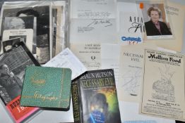 ONE TRAY OF AUTOGRAPHS & PHOTOGRAPHS, from the World of Television, Theatre, Literature, Food, Sport