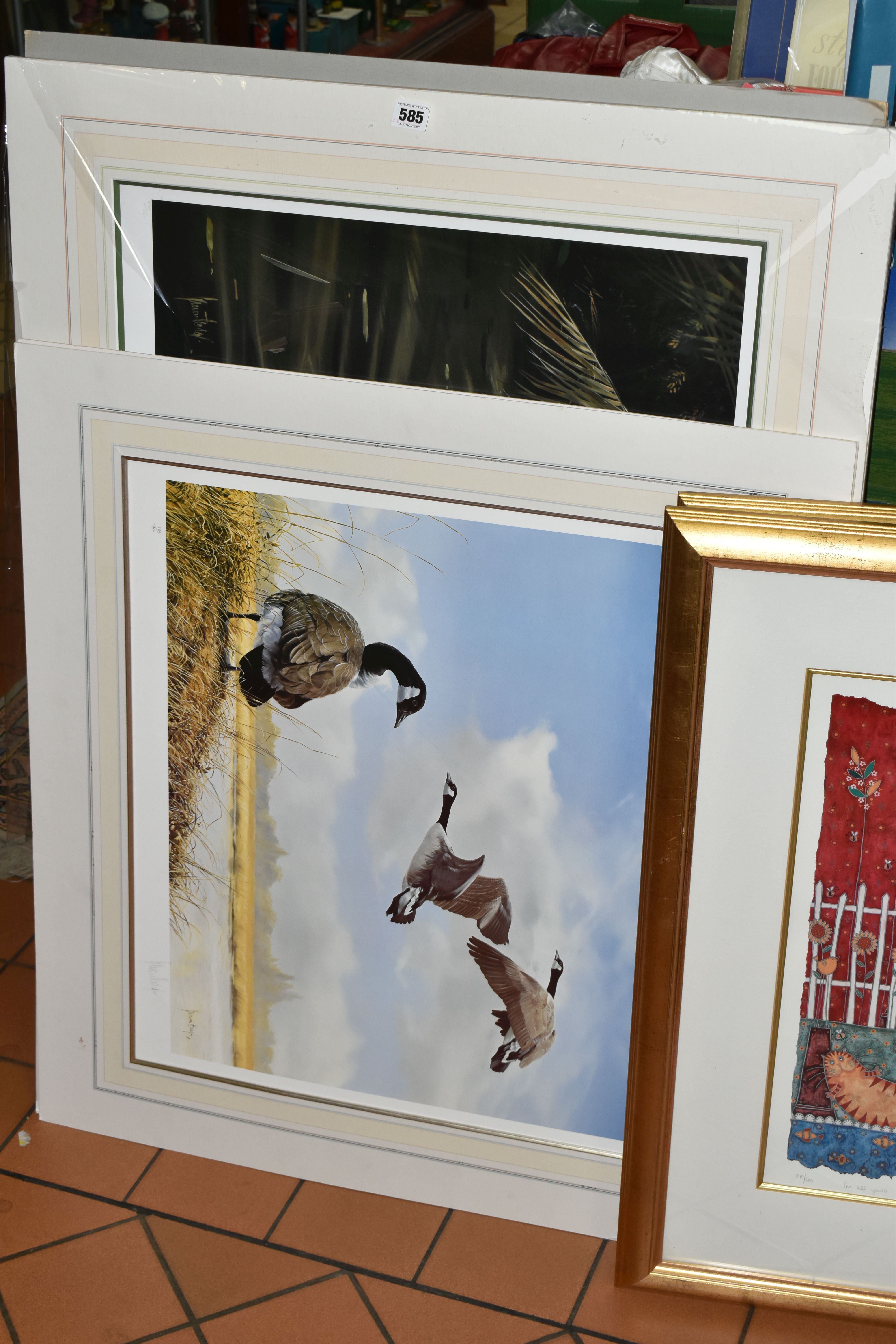 SIX SIGNED LIMITED EDITION PRINTS, comprising two Helen Rhodes prints featuring animals, both from