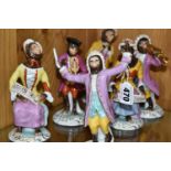 A SET OF SIX MODERN REPRODUCTION PORCELAIN MONKEY ORCHESTRA FIGURES, including conductor, two