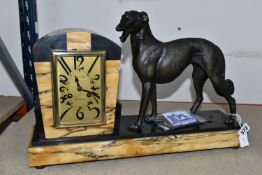 A LARGE FRENCH ART DECO MARBLE CLOCK, stylised Art Deco numbers, Gaillard- Bletterans on face,