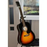 AN SX GUITARS MD160/VS ACOUSTIC GUITAR with Tobacco sunburst finish along with a soft case (1)