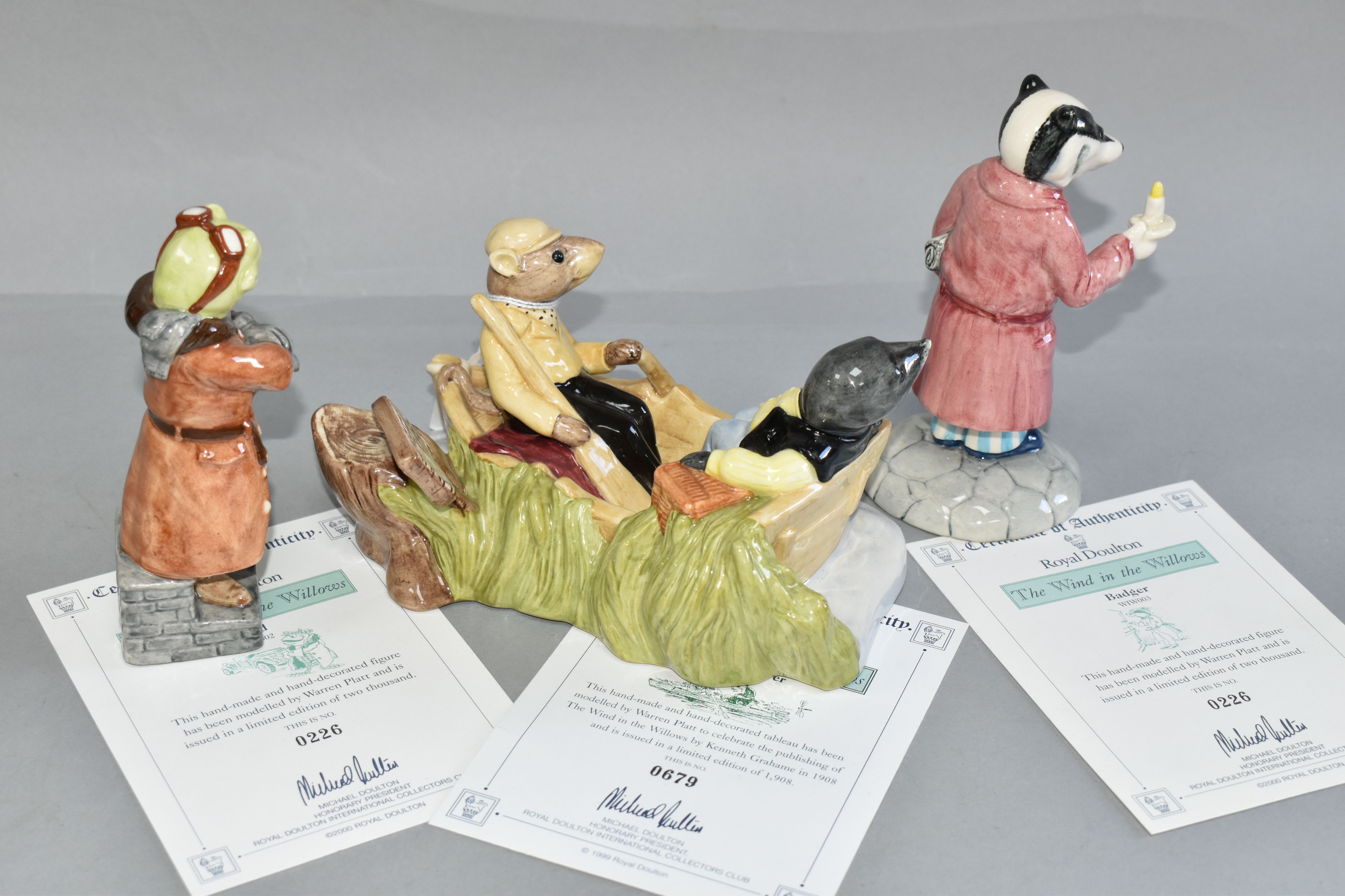 THREE ROYAL DOULTON BESWICK WARE 'THE WIND IN THE WILLOWS' LIMITED EDITION FIGURES, comprising 'On - Image 6 of 6