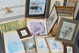 A SMALL QUANTITY OF PAINTINGS AND PRINTS ETC, to include a Trevor Boult watercolour depicting a