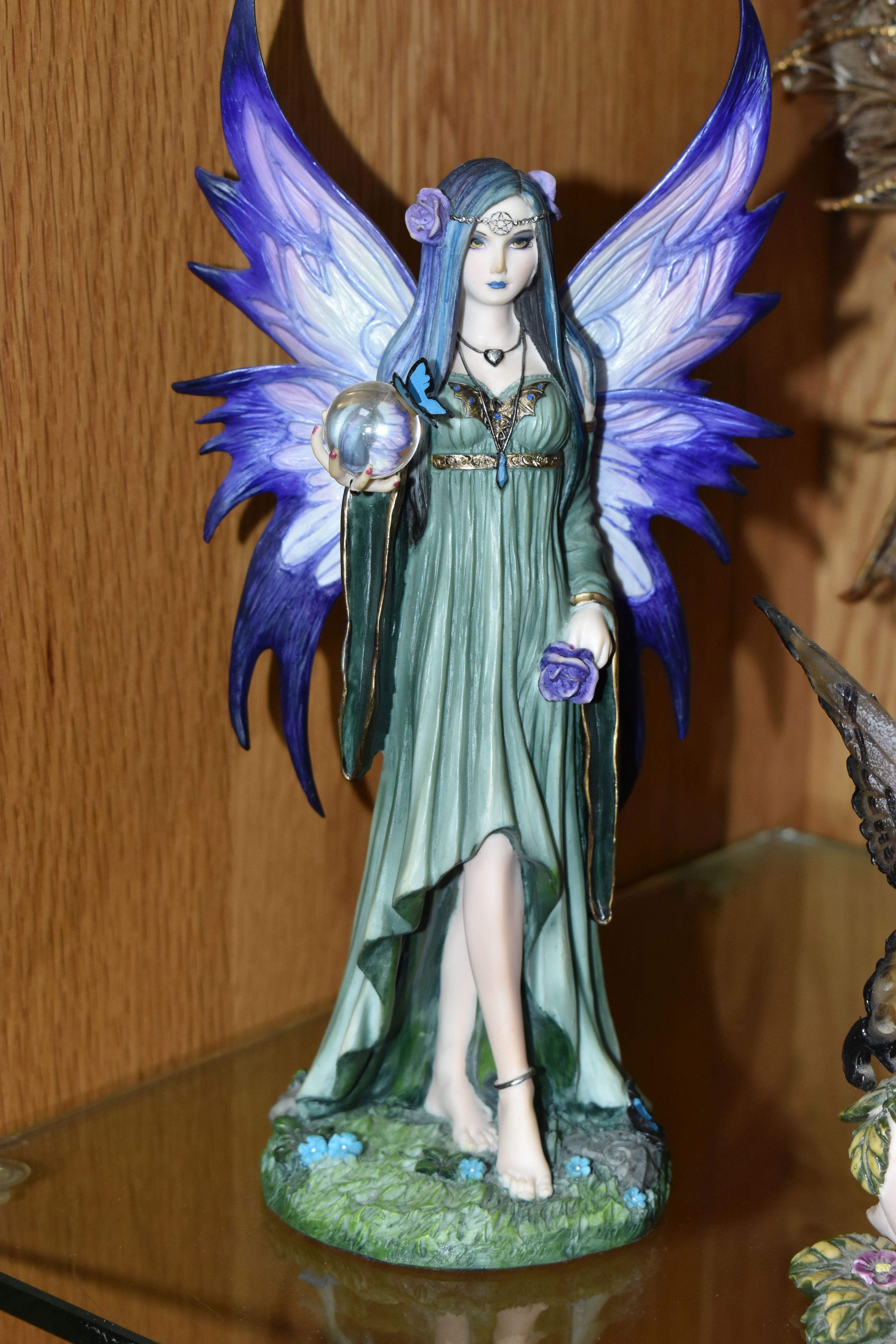 FIVE NEMESIS NOW RESIN FIGURES, of fairies in woodland settings, with a crystal ball, and with - Image 3 of 6