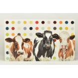 HAYLEY GOODHEAD (BRITISH CONTEMPORARY) 'DAMIEN'S HERD', a limited edition box canvas print depicting