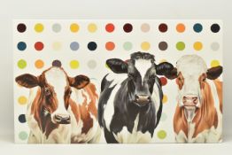 HAYLEY GOODHEAD (BRITISH CONTEMPORARY) 'DAMIEN'S HERD', a limited edition box canvas print depicting