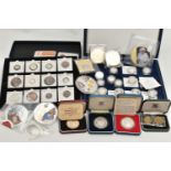 A BOX OF MIXED COINAGE, to include 12x Piedfort Silver proof £1 coins with the rarer 1983 Piedfort