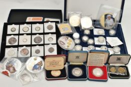 A BOX OF MIXED COINAGE, to include 12x Piedfort Silver proof £1 coins with the rarer 1983 Piedfort