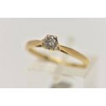 AN 18CT GOLD SINGLE STONE DIAMOND RING, round brilliant cut diamond claw set, stamped diamond weight