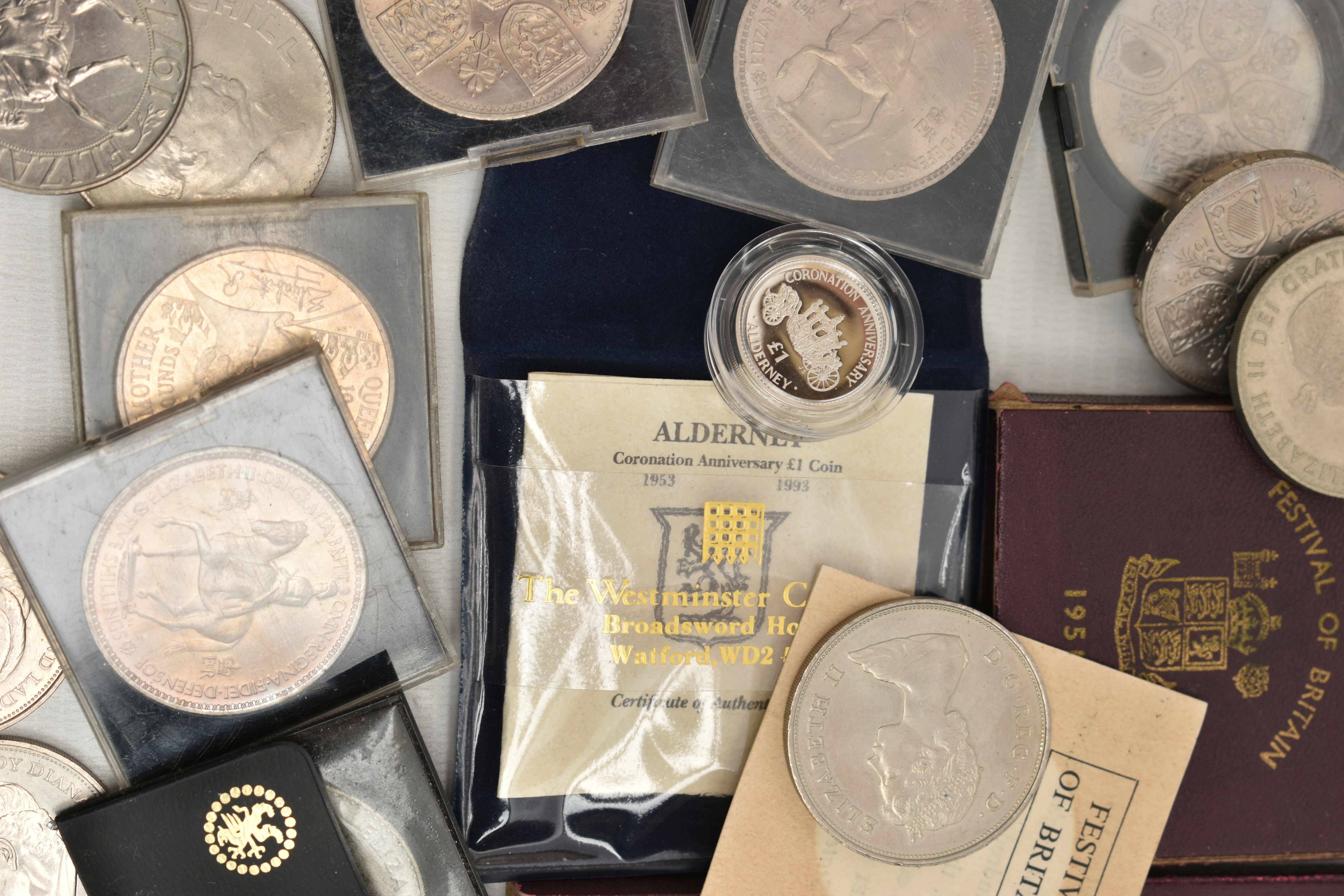A SMALL CARDBOARD BOX OF MIXED COINS TO INCLUDE: Australia 1927 Florin, A Worn 1889 Crown,George - Image 2 of 4