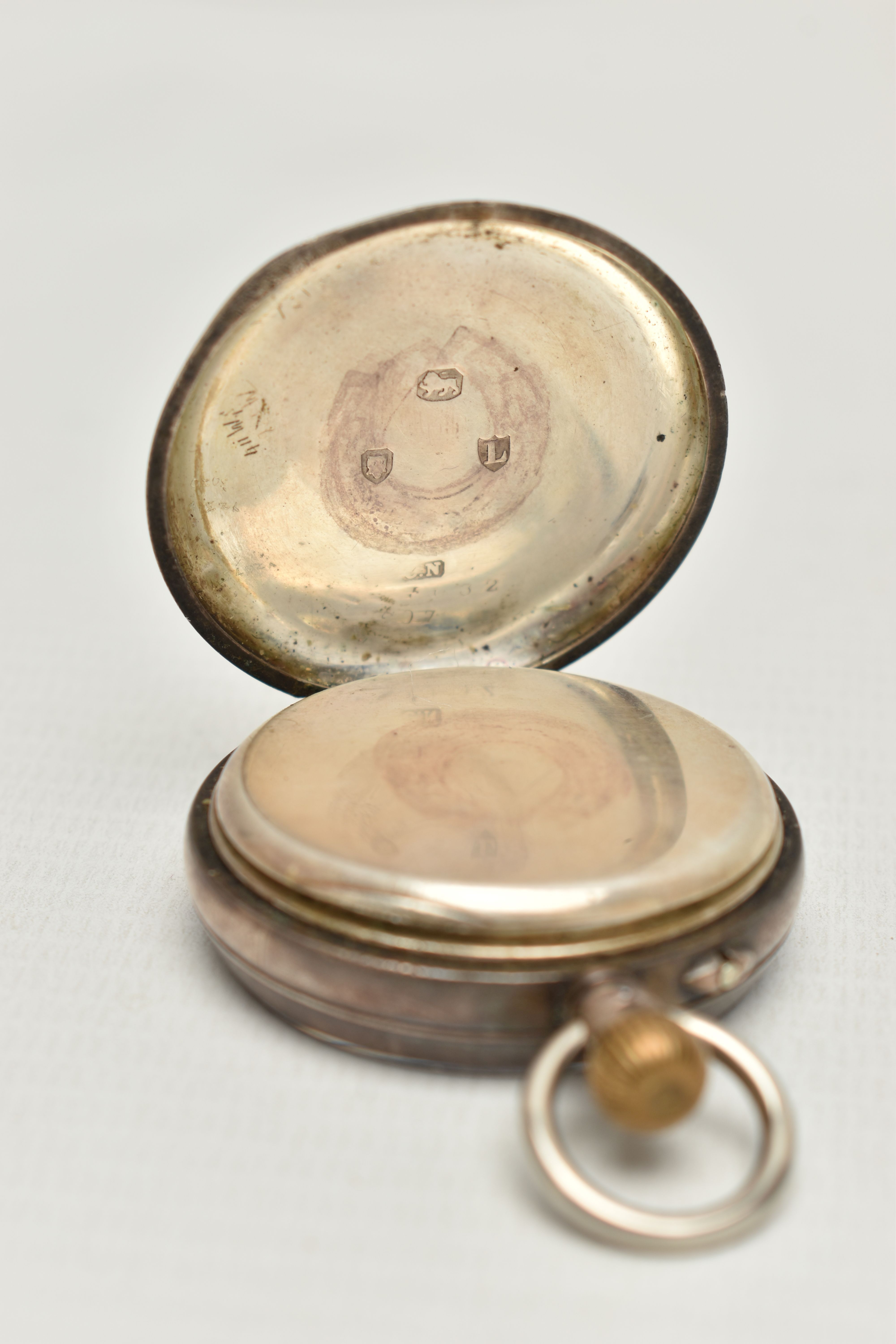 A LATE VICTORIAN SILVER OPEN FACE POCKET WATCH, manual wind, round white dial, Roman numerals, - Image 3 of 4