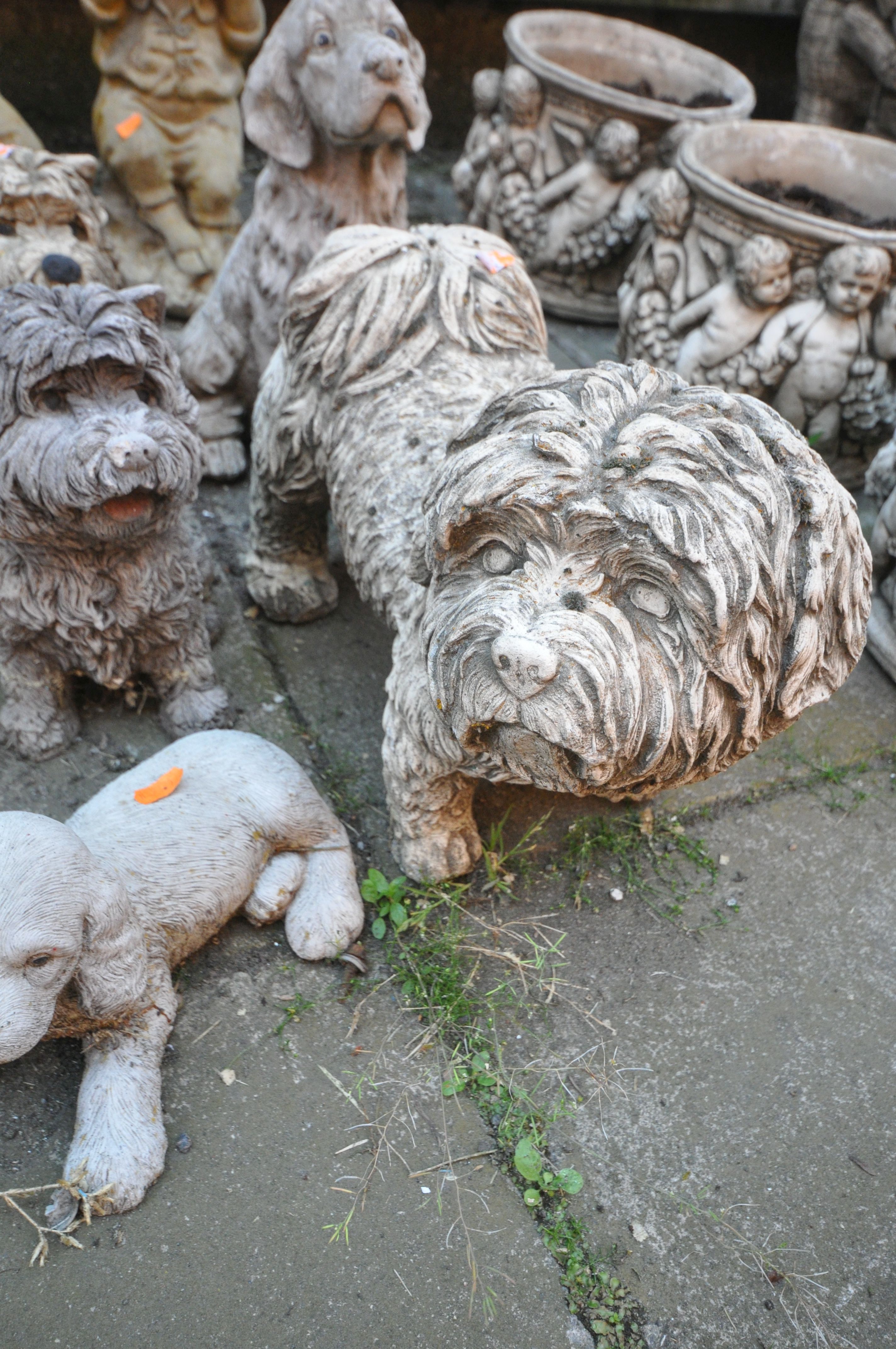 A SELECTION OF WEATHERED COMPOSITE GARDEN FIGURES, that's including a various breed of dogs ( - Image 2 of 2