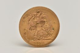 A FULL GOLD SOVEREIGN COIN GEORGE V 1914, 22ct, .916 fine, 22.05mm, 7.98 gram