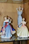 FOUR ROYAL DOULTON FIGURINES, comprising Amy HN3316 Figure of the Year 1991, Mary HN3375 Figure of