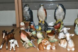 A COLLECTION OF BESWICK ANIMALS AND BIRDS, comprising Beneagles Kestrel, model no 2639, and