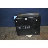 A BLACK BOX BY CHUBB ELECTRONIC WALL SAFE with motorized lock, outside dimensions width 45cm x depth