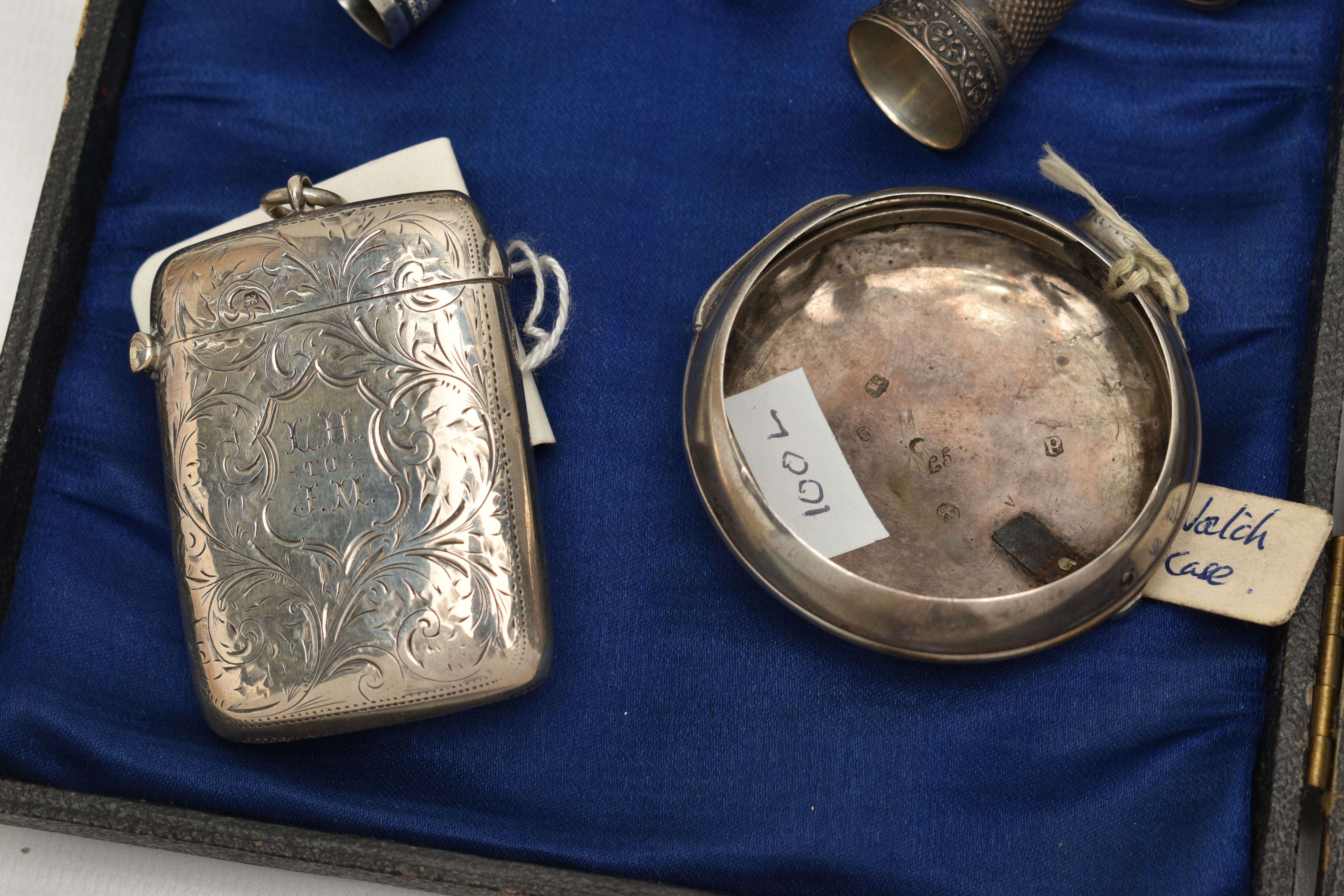 A BOX OF ASSORTED SILVER ITEMS, to include a cased set of six teaspoons with a pair of sugar - Image 3 of 5