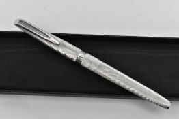 A 'WATERMAN' FOUNTAIN PEN, brushed effect, signed 'Waterman C/F, Made in France, fitted with a white