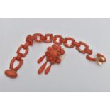 TWO CORAL JEWELLERY ITEMS, the first an AF brooch, comprised of a tiered cluster of circular coral