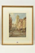 NOEL HARRY LEAVER (1889-1951) 'RUE St JEAN', CAEN', a French street scene depicting the church of St