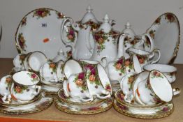 A QUANTITY OF ROYAL ALBERT 'OLD COUNTRY ROSES' TEA WARE, comprising a teapot (marked as second