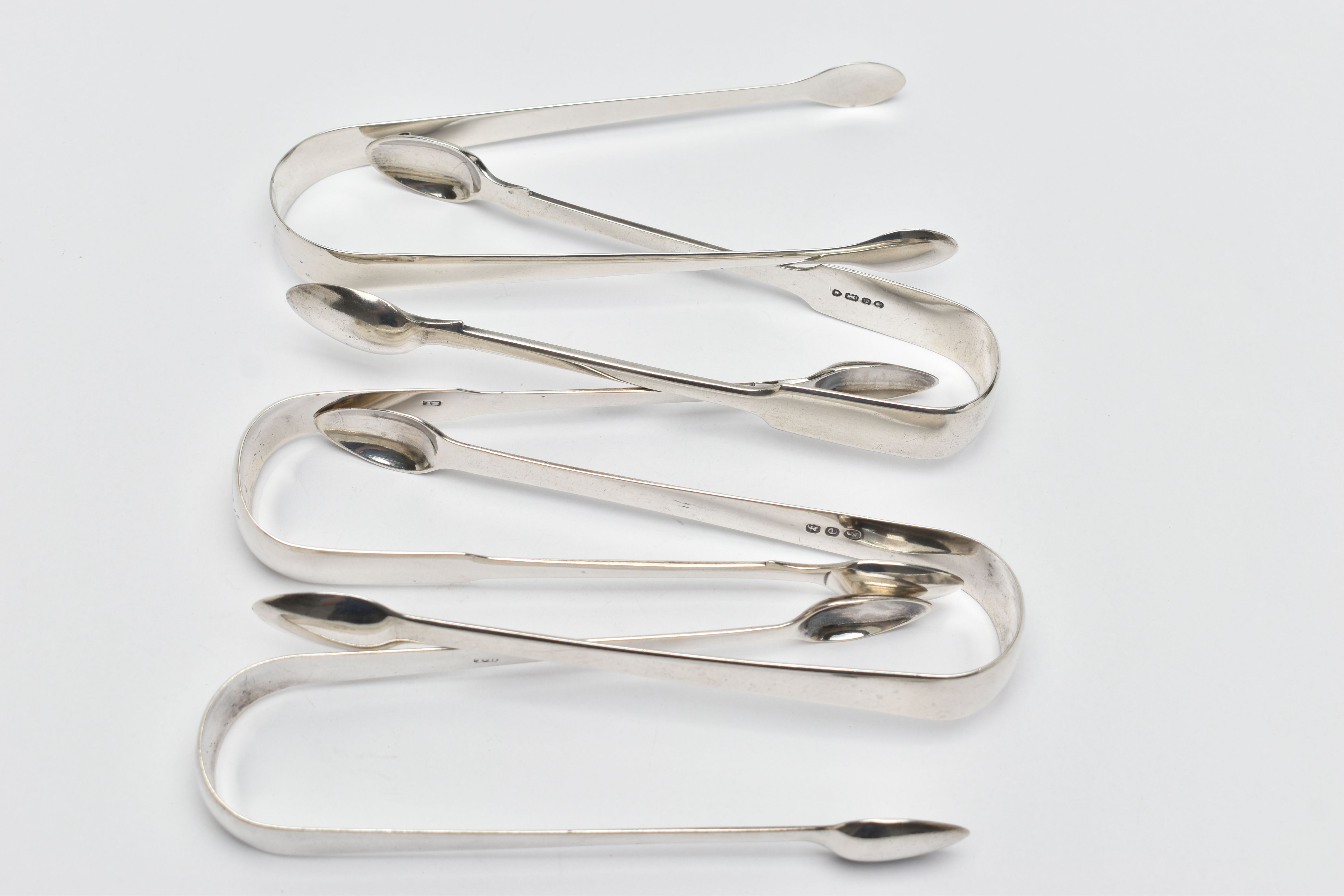 FIVE SILVER SUGAR TONGS, one fiddle pattern sugar tong, hallmarked 'Edward Lees' London 1807, one - Image 4 of 5