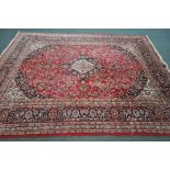 A G H FRITH IRANIAN PERSIAN MESHED RUG, 335cm x 242cm (condition: -some low pile to central red